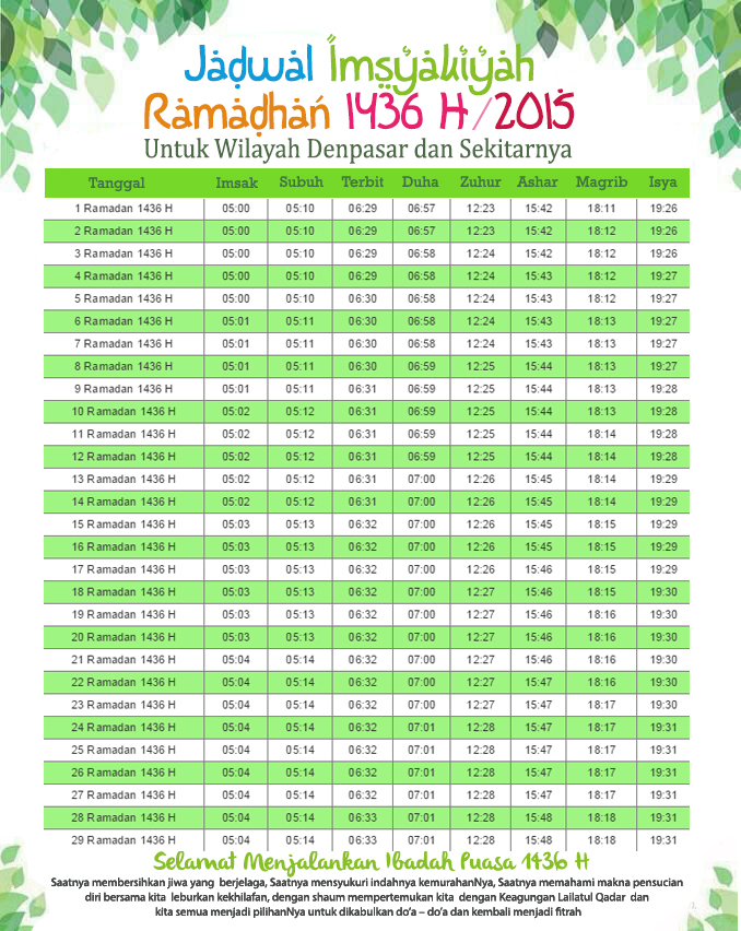 Jadwal Imsakiyah Bali Puasa Ramadhan 1436 H  Gambar Aneh 